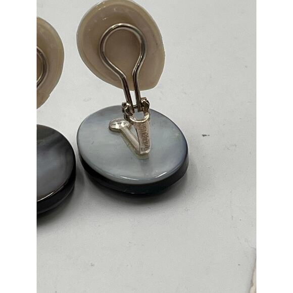 Margo Morrison Sterling Silver Abalone Mother of Pearl Doublet Stud Clip Earring - Picture 8 of 8